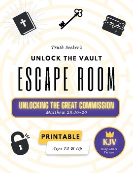 Preview of KJV | Bible Study Escape Room | Matthew 28 | Unlocking the Great Commission