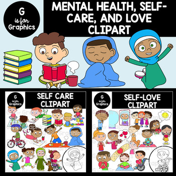 Preview of Mental Health, Self Care and Love Clipart Bundle