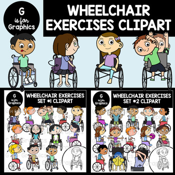 Preview of Wheelchair Exercise Clipart Bundle