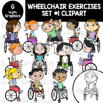 Preview of Wheelchair Exercises Clipart Set #1