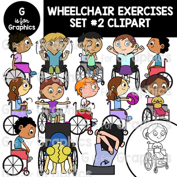 Preview of Wheelchair Exercises Clipart Set #2