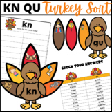 KN and QU Digraph Thanksgiving Phonics Sort