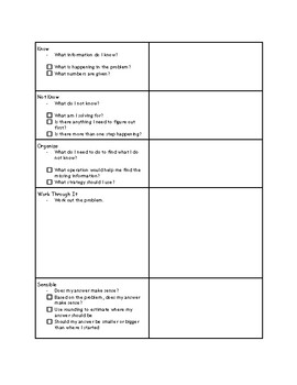 KNOWS Problem Solving Sheet by Fourth Up North | TPT