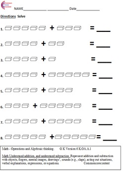 Preview of K.OA.A.1 Kindergarten Common Core Math Worksheets addition and subtraction