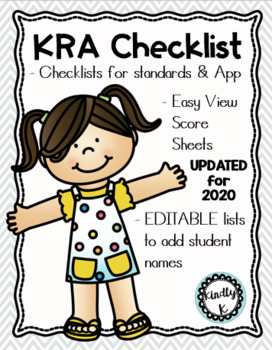 Preview of KRA Checklist Cheat Sheet Kindergarten Readiness Assessment 2020