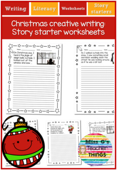 Preview of KS1/KS2 Literacy: Christmas Creative writing story prompt worksheets
