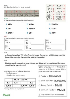 Preview of KS2 Roman Numerals Challenge Sheet