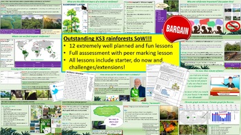 Preview of KS3 Geography: Tropical rainforests & jungles. FULL SOW 11 LESSONS + ASSESSMENT!