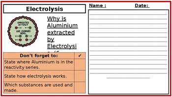 Preview of KS3 Science 6 Mark Question with Markscheme - Electrolysis