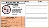 KS3 Science 6 Mark Question with Markscheme - Exothermic v