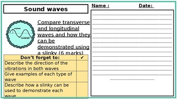 Preview of KS3 Science 6 Mark Question with Markscheme - Sound Waves - Physics