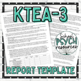KTEA-3 Report Template Shell School Psychology Special Education