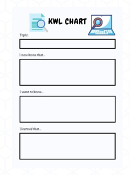 Preview of KWL Chart, Inquiry/Graphic Organizer, Virtual, Online, Remote, Distance Learning