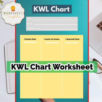 Preview of KWL Chart Worksheet - Printable Template - A4 Printable KWL Chart
