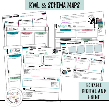 Preview of KWL and Schema Maps | Digital and Print 