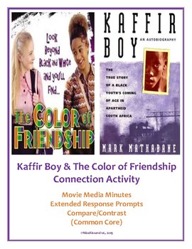 Preview of Kaffir Boy & The Color of Friendship - Connection Activity