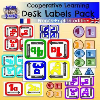 Preview of Cooperative Learning Desk Labels Pack BILINGUAL French English