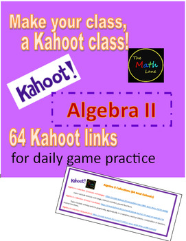 Preview of Kahoot: Algebra II Collections (64 total kahoot links) math game no prep