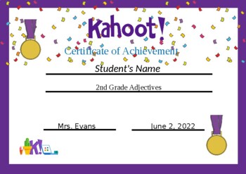 Preview of KAHOOT Award - Editable