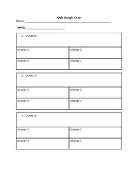 Preview of Kahoot/Blooket/Quiz Question Brainstorm Pages (Editable Word Doc)