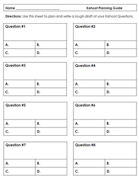 Kahoot Planning Sheets By Stephen Tucker Teachers Pay Teachers