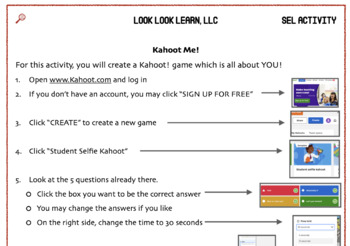 Preview of Kahoot Selfie Activity with Directions, Templates & Scoresheet
