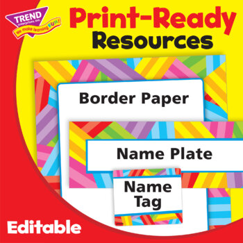 Preview of Border Paper/Name Plate/Name Tag Labels Kaleidoscope | Editable Bundle