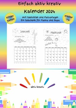 Preview of Kalender 2024 - für ELTERN (Malvorlagen und Freiarbeit)