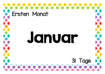 Preview of Kalender - Monate des Jahres - Text - Wandplatten - Polka dots multi
