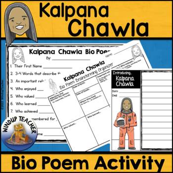 Preview of Kalpana Chawla Biography Poem Activity and Writing Paper
