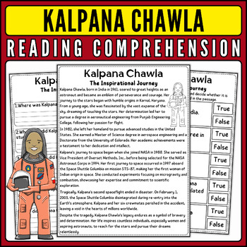 Preview of Kalpana Chawla Nonfiction Reading Passage & Quiz for AAPI Heritage Month