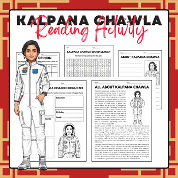 Preview of Kalpana Chawla - Reading Activity Pack | AAPI Heritage Month Activities