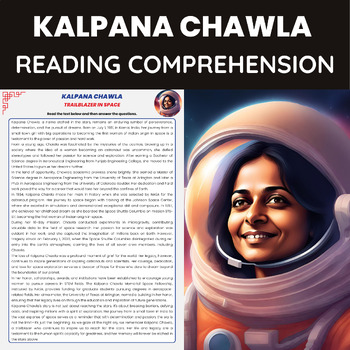 Preview of Kalpana Chawla Reading Passage for AAPI Heritage Month NASA Astronaut
