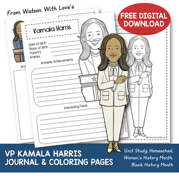 Preview of Kamala Harris | Journal and Coloring Pages for Women's History Month