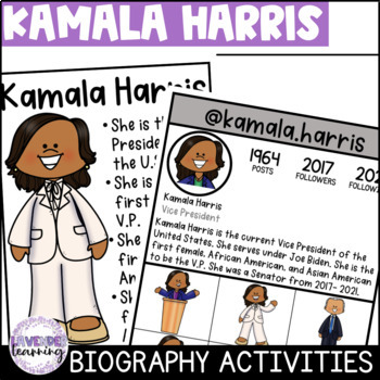 Preview of Kamala Harris Biography Activities, Flip Book, & Report - Women's History Month