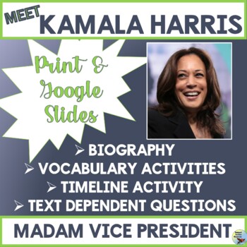 Preview of Black History Kamala Harris Biography & Reading Comprehension Activities
