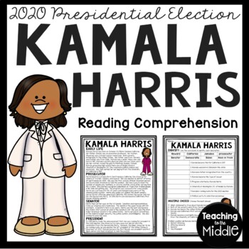 Preview of Kamala Harris Biography Reading Comprehension Worksheet 2020 Election