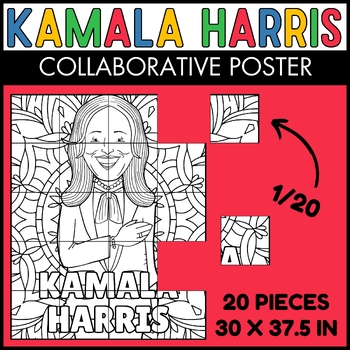 Preview of Kamala Harris Collaborative Coloring Poster | May AAPI Heritage Month Poster