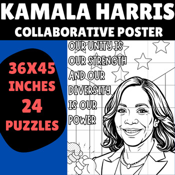 Preview of Kamala Harris Collaborative Poster Activity | 36x45 Inches, 24 Puzzles