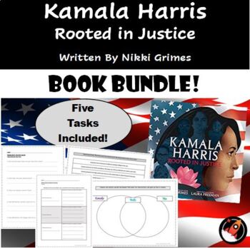 Preview of Kamala Harris Rooted in Justice - Comprehension, Theme/Character Analysis & more