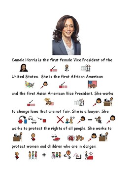 Preview of Kamala Harris Symbol Supported Reading (Black History Month)