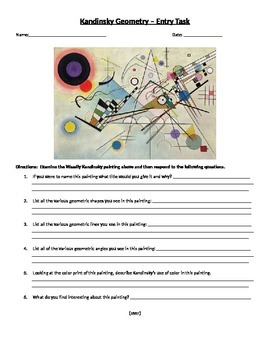 Preview of Kandinsky Art-Math Connection Entry Task
