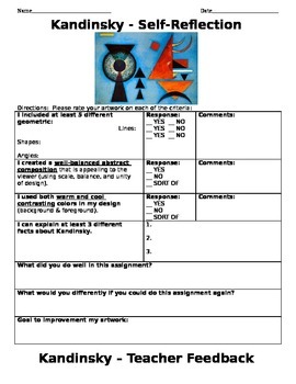 Preview of Kandinsky Art-Math Connection-Self-Teacher Assessment