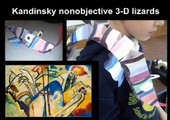 Preview of Kandinsky nonobjective 3-D Abstract lizards (need Smart Notebook software)