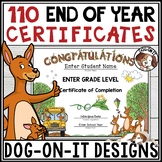 Kangaroo End of Year Completion Certificates Editable Aust