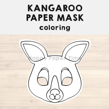 Kangaroo Paper Mask Printable Australian Animal Coloring Craft Activity