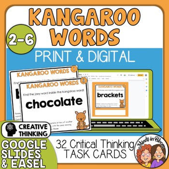 Preview of Kangaroo Words - Creative and Critical Thinking Task Cards to Challenge Students