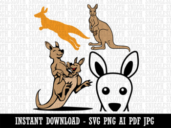 Preview of Kangaroos Australia Animal Clipart Digital Download AI PDF SVG PNG JPG Files