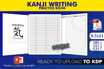 Preview of Kanji Writing Practice Paper Book | KDP Interior Template Ready to Upload