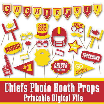 Preview of Kansas City Chiefs Photo Booth Props and Decorations - Printable